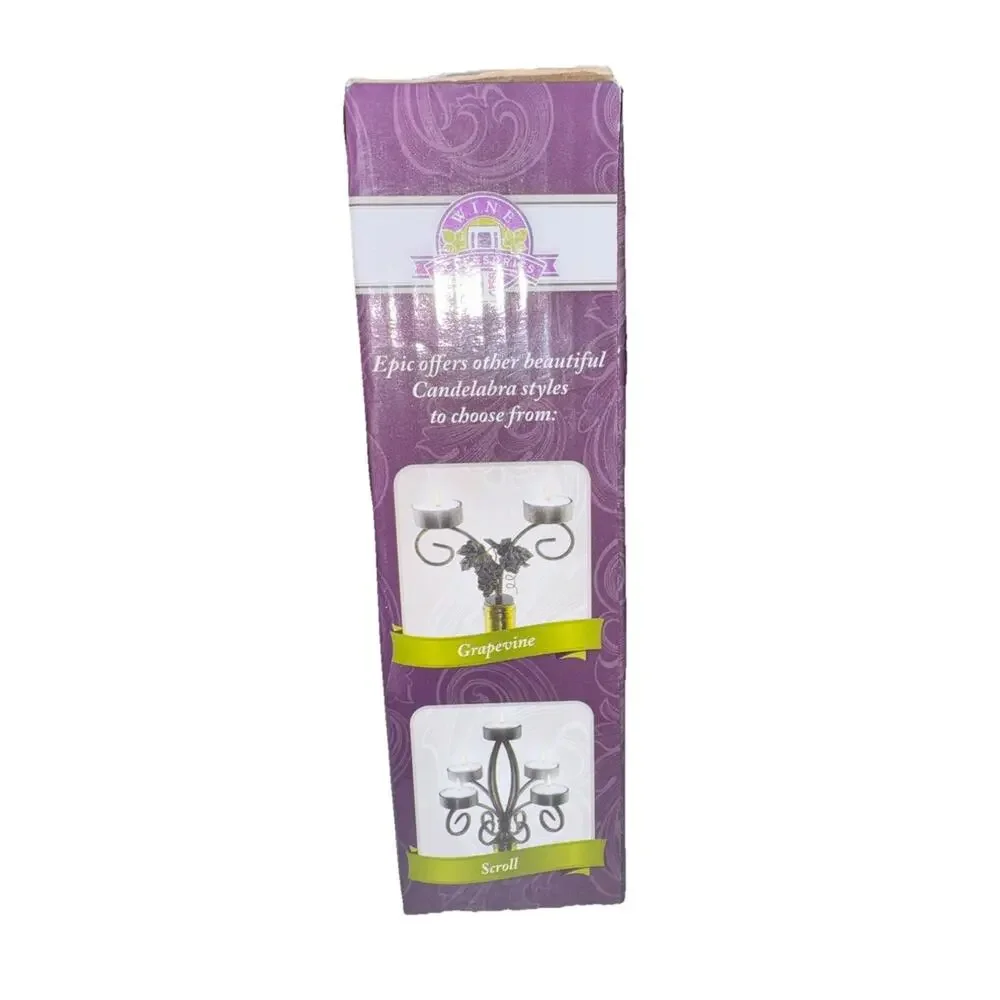 Epic Wine Bottle Candelabra Tea Lights Included Silver CHATEAU NEW Open Box
